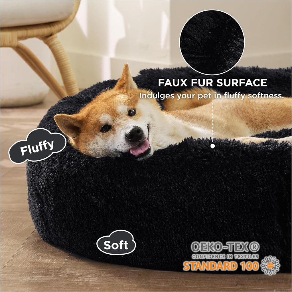 Calming Dog Bed Medium Size Dog Donut Washable Pet Bed,30ins Camel